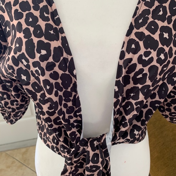 Leopard tie front elastic sleeve cardigan - Picture 6 of 8